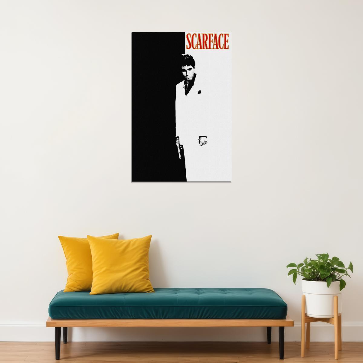 Scarface Movie Drama Crime Black And White Poster Wall Art Print Home Wall Decor