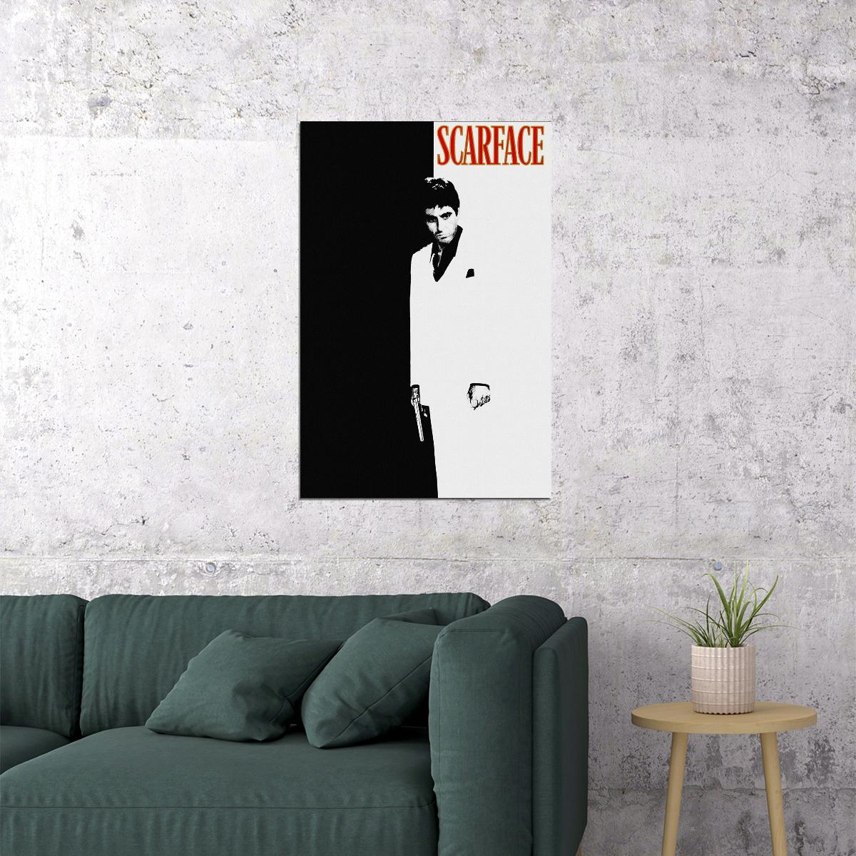Scarface Movie Drama Crime Black And White Poster Wall Art Print Home Wall Decor
