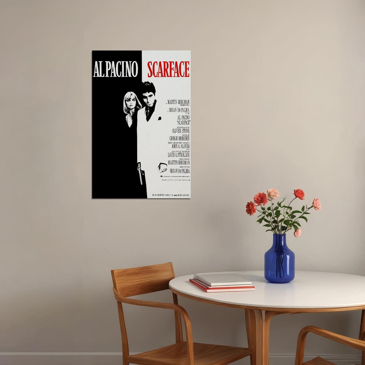 Scarface Movie Black And White Action Poster Wall Art Print Home Wall Decor