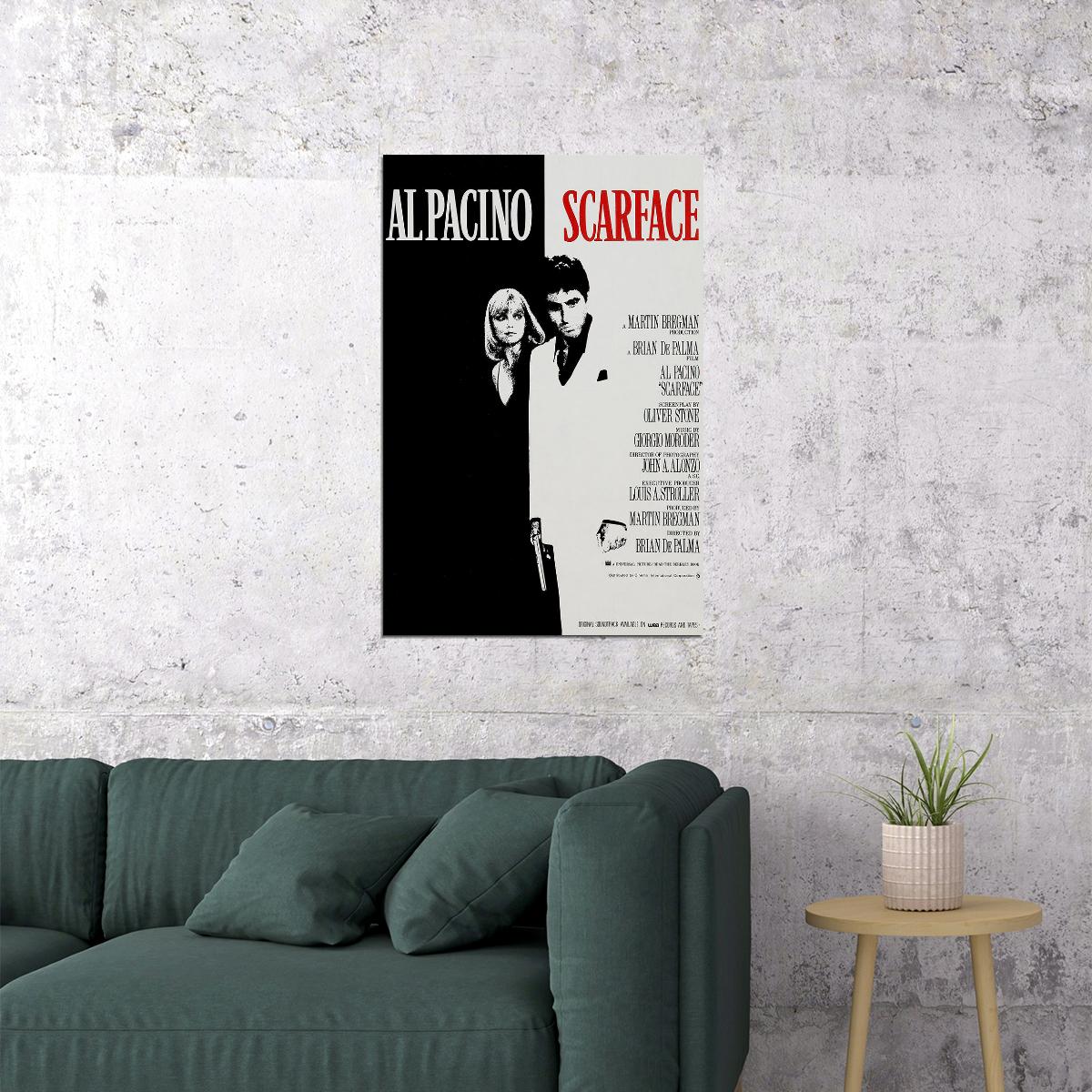 Scarface Movie Black And White Action Poster Wall Art Print Home Wall Decor
