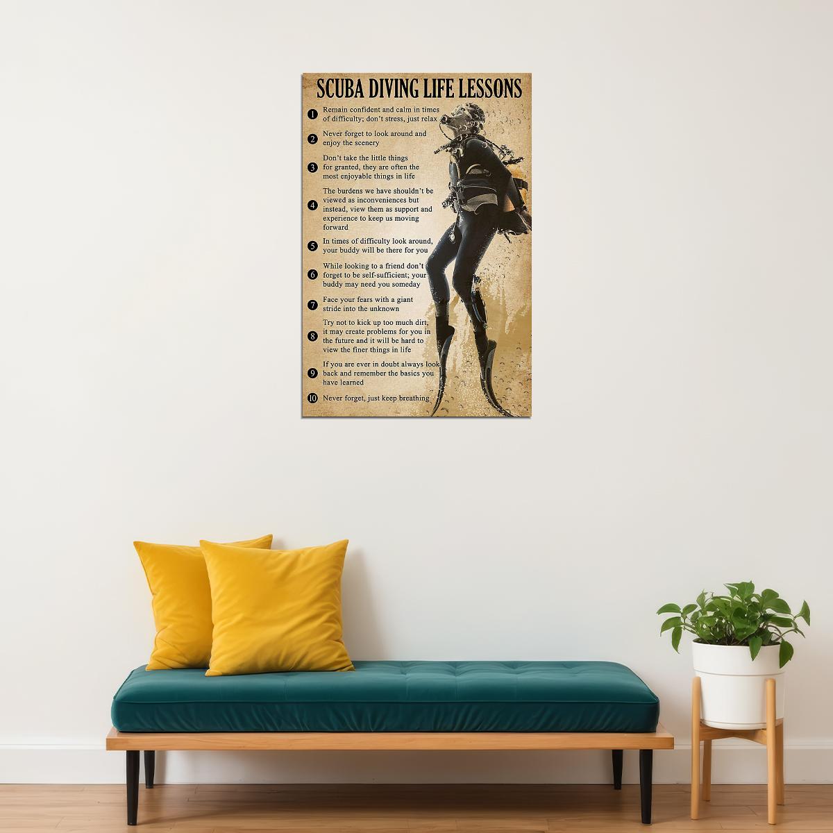 Scuba Diving Life Lessons Water Underwater Sports Poster Wall Art Print Home Wall Decor