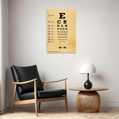 Antique Eye Test Health Chart Poster Wall Art Print Home Wall Decor