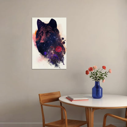 Galaxy Wolf Cutout Spray Figures Poster Wall Art Print Home Wall Decor - xonomax