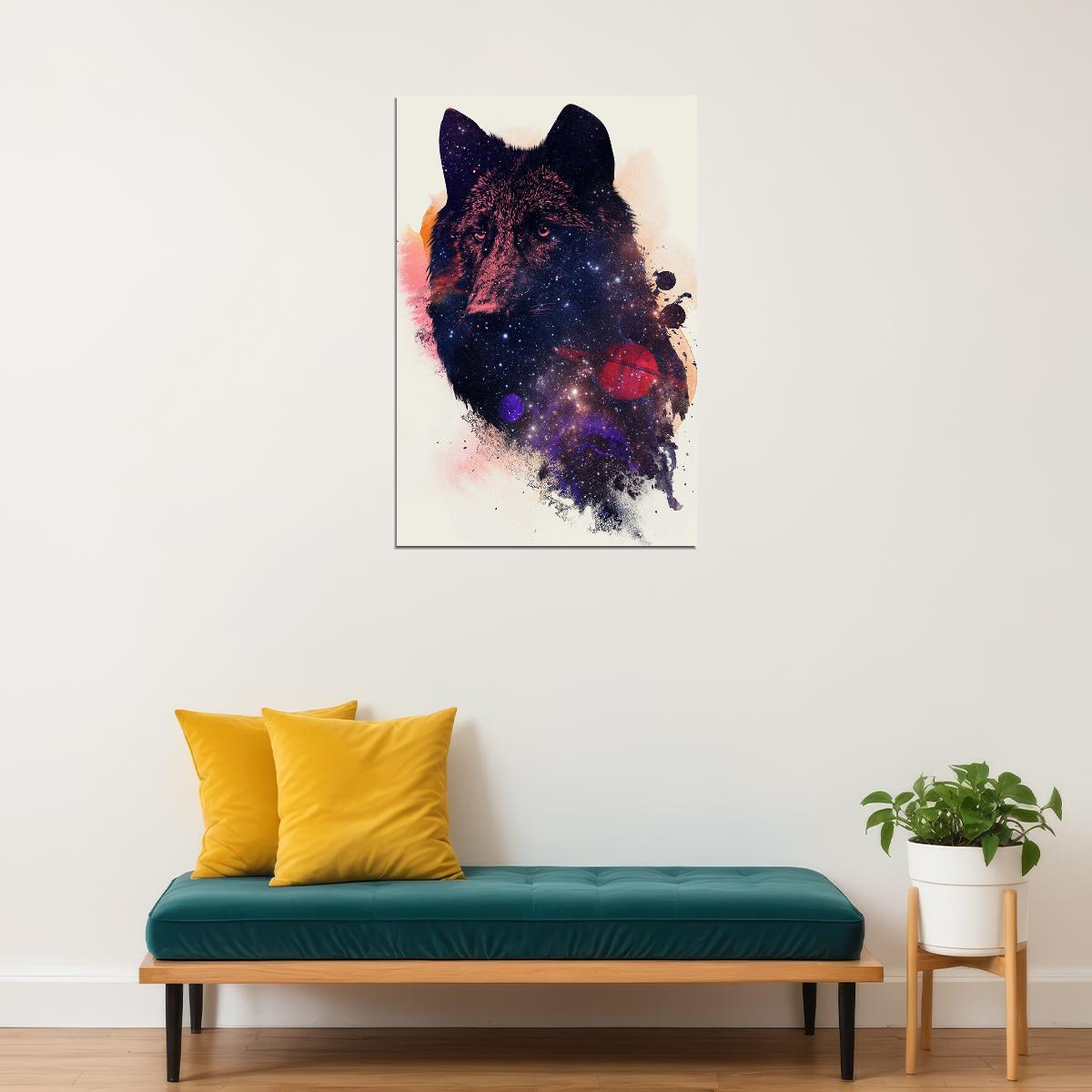 Galaxy Wolf Cutout Spray Figures Poster Wall Art Print Home Wall Decor - xonomax