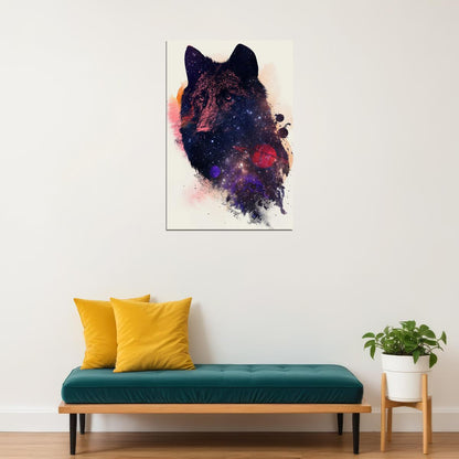 Galaxy Wolf Cutout Spray Figures Poster Wall Art Print Home Wall Decor - xonomax