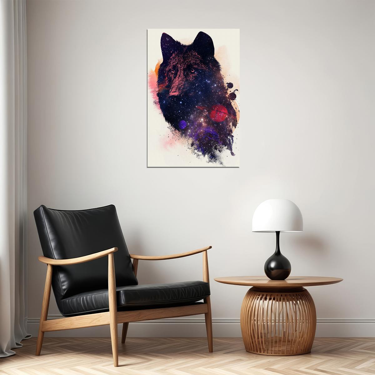 Galaxy Wolf Cutout Spray Figures Poster Wall Art Print Home Wall Decor - xonomax