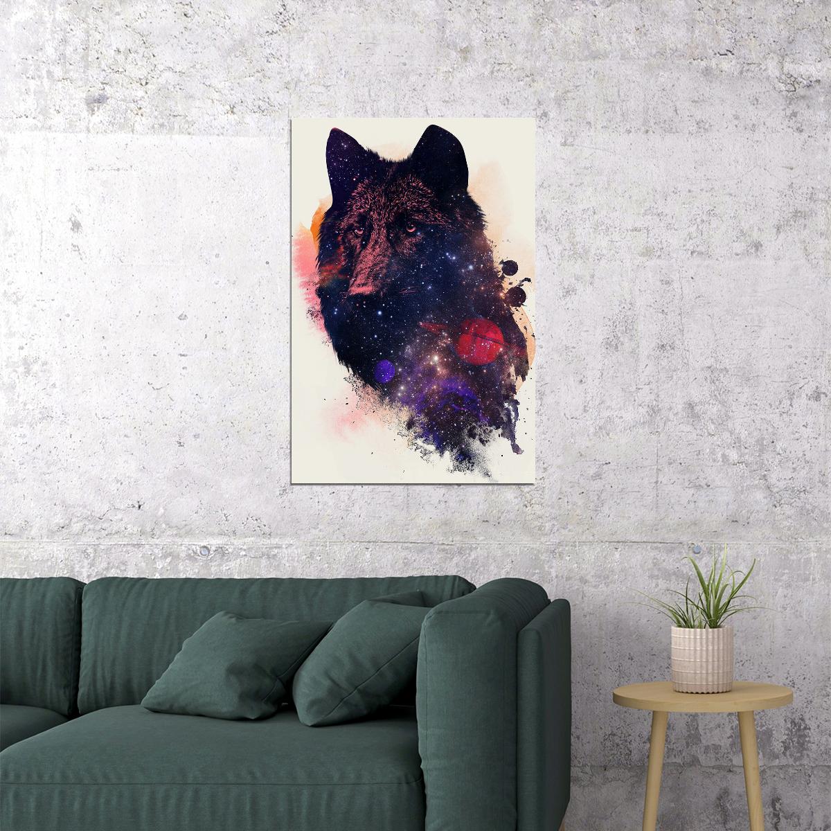 Galaxy Wolf Cutout Spray Figures Poster Wall Art Print Home Wall Decor - xonomax
