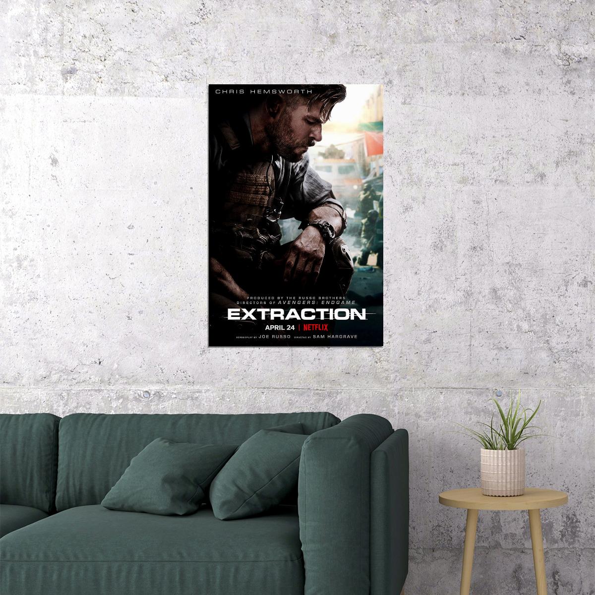 Extraction Movie Action Thriller Poster Wall Art Print Home Wall Decor - xonomax