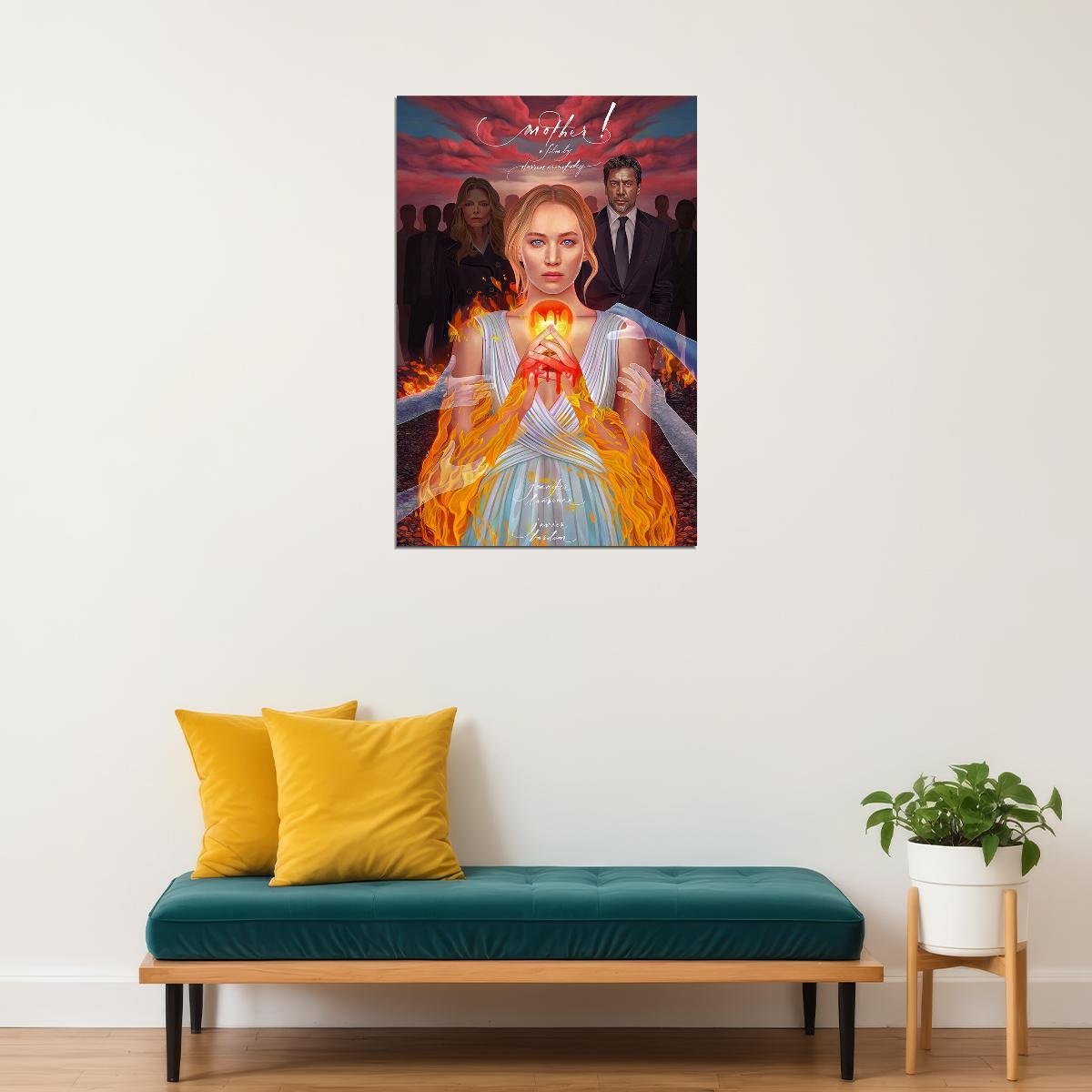Mother! Movie Jennifer Lawrence Javier Bardem Poster Wall Art Print Home Wall Decor - xonomax