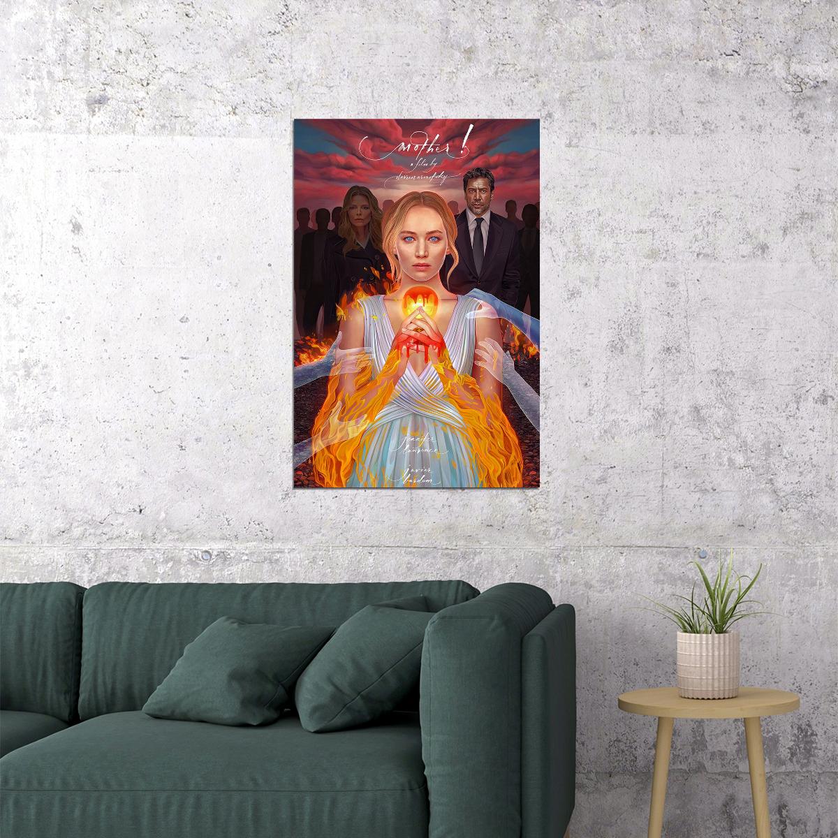 Mother! Movie Jennifer Lawrence Javier Bardem Poster Wall Art Print Home Wall Decor - xonomax