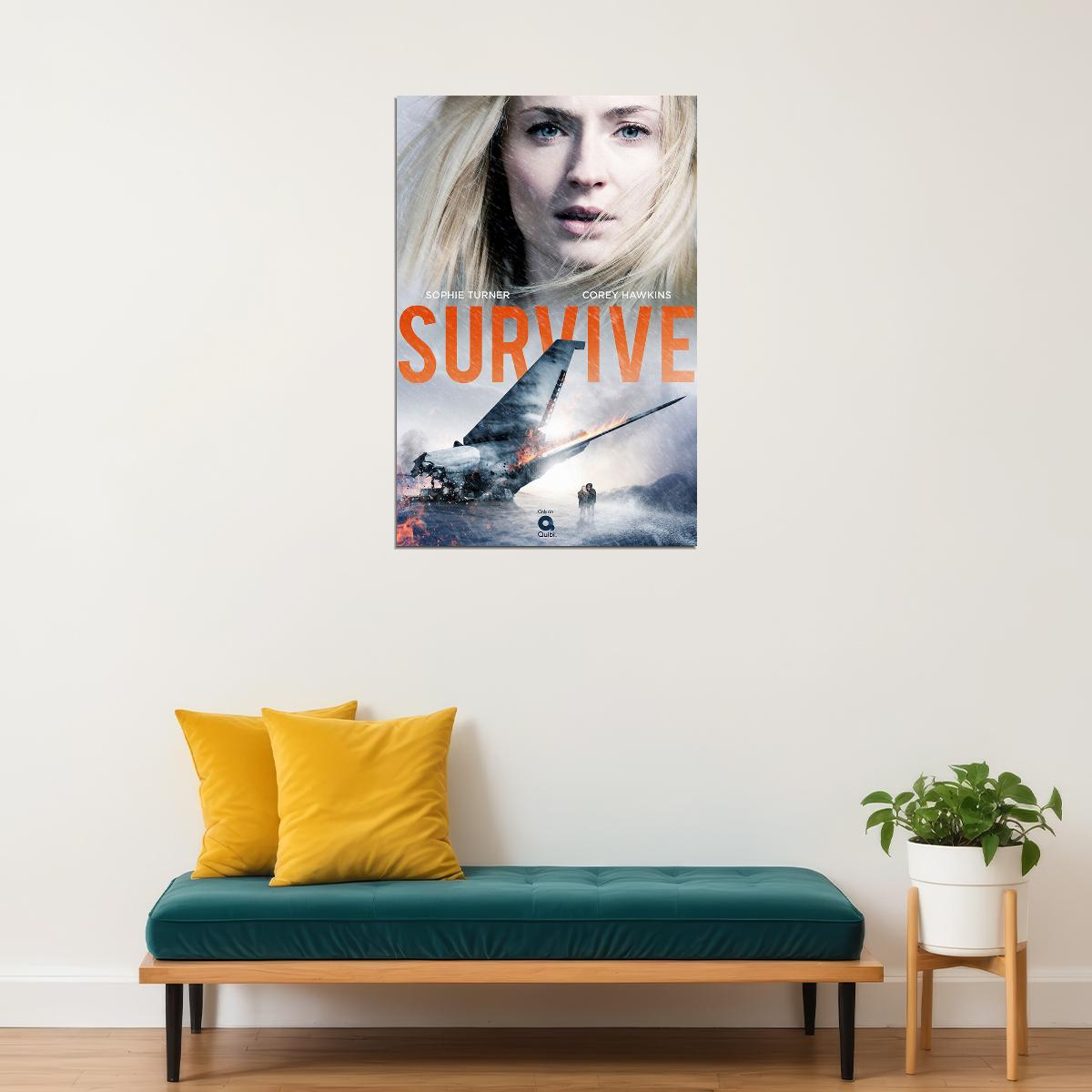 Survive Movie 2020 Corey Hawkins Sophie Turner Poster Wall Art Print Home Wall Decor - xonomax