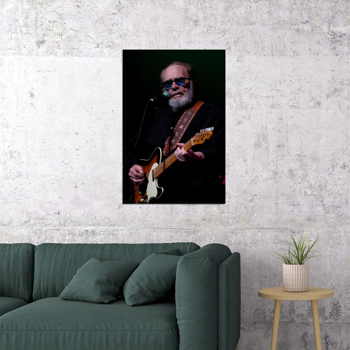 Merle Haggard In Concert American Musician Poster Wall Art Print Home Wall Decor - xonomax