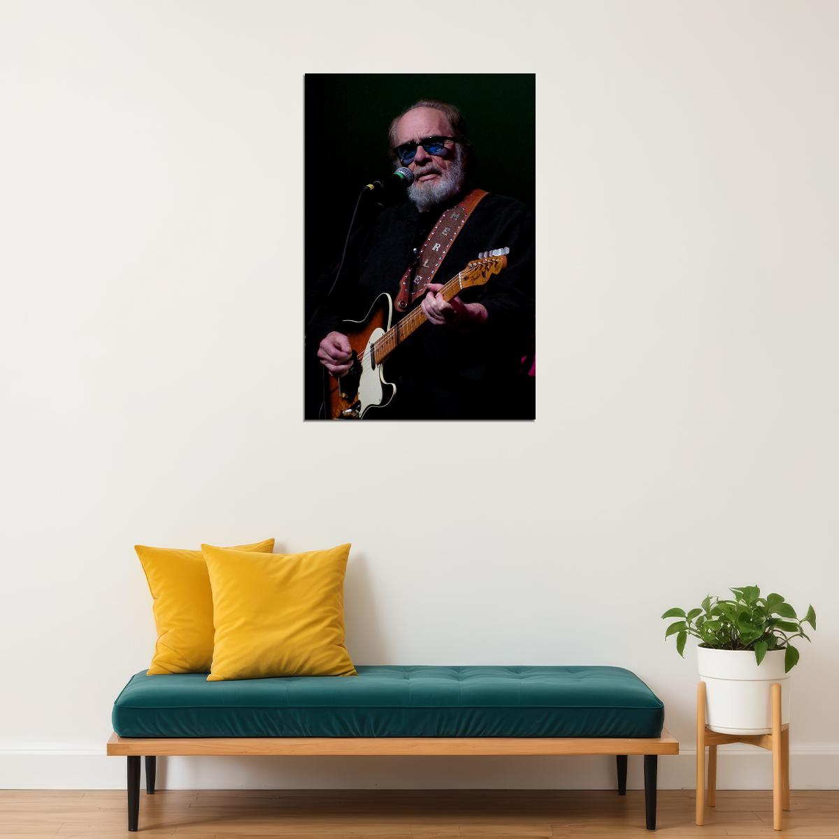 Merle Haggard In Concert American Musician Poster Wall Art Print Home Wall Decor - xonomax