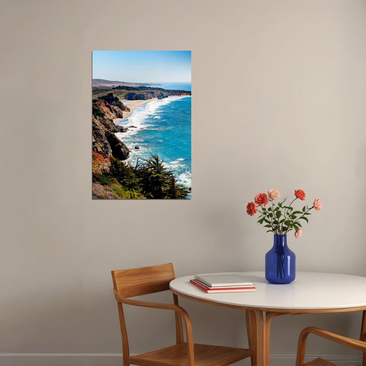Big Sur Coastline Sea Monutains Landscape Poster Wall Art Print Home Wall Decor - xonomax