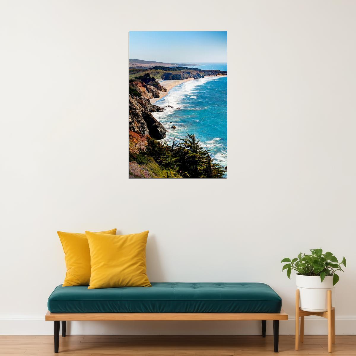 Big Sur Coastline Sea Monutains Landscape Poster Wall Art Print Home Wall Decor - xonomax