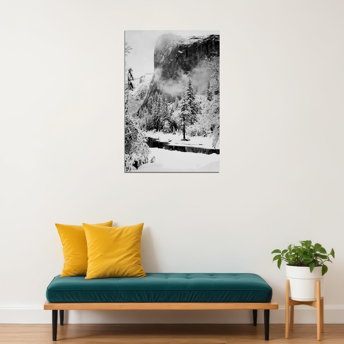 Winter El Capitan California In Yosemite National Park Poster Wall Art Print Home Wall Decor - xonomax