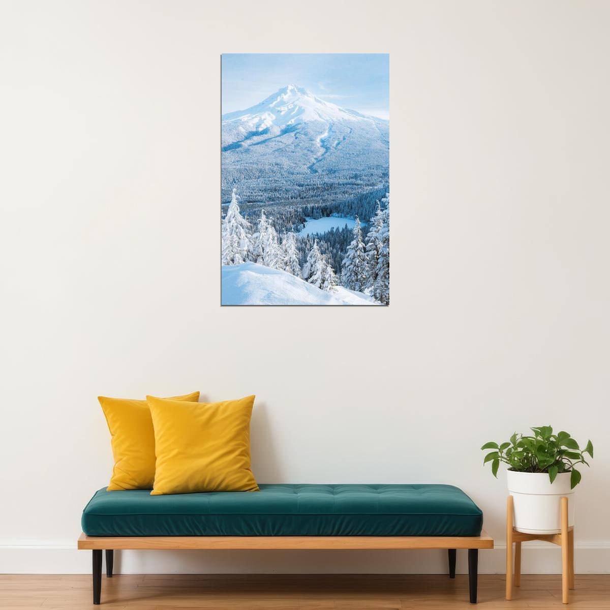 Blue Ridge Mountains In Winter Landscape Poster Wall Art Print Home Wall Decor - xonomax