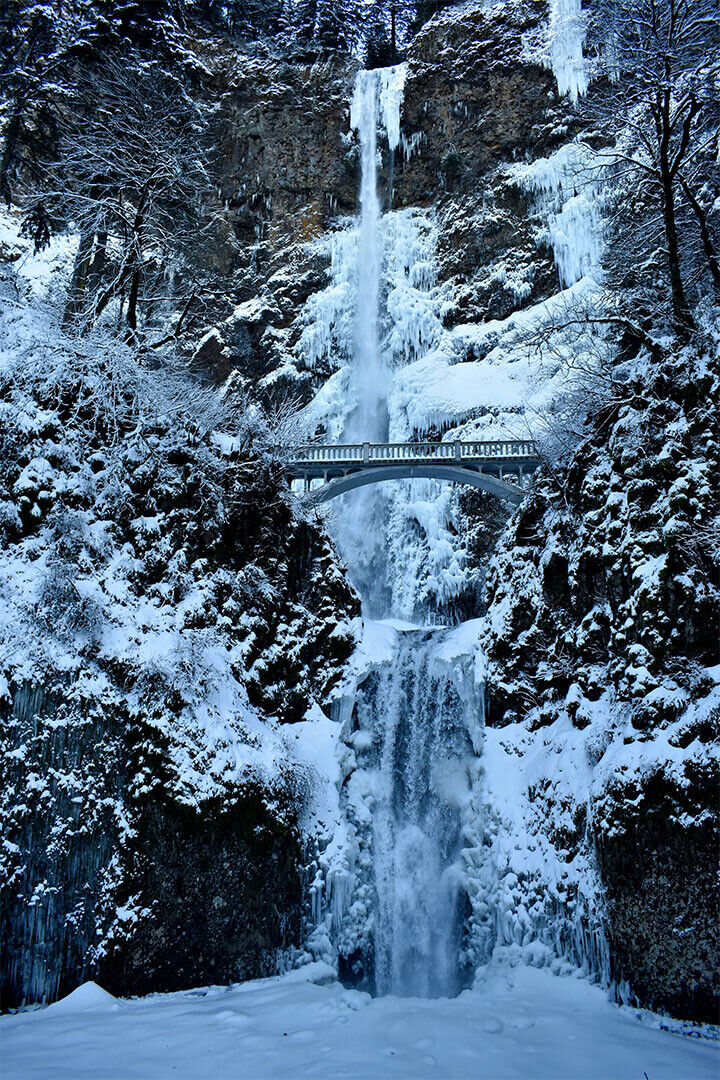 Multnomah Falls In Winter Landscape Picture Poster Wall Art Print Home Wall Decor - xonomax