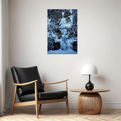 Multnomah Falls In Winter Landscape Picture Poster Wall Art Print Home Wall Decor - xonomax