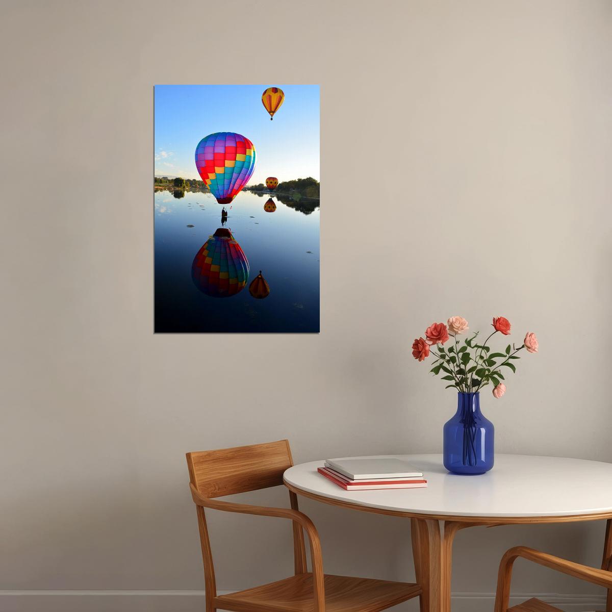 Colorful Hot Air Balloon In Sky Aircraft Poster Wall Art Print Home Wall Decor - xonomax