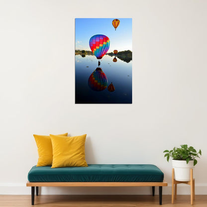 Colorful Hot Air Balloon In Sky Aircraft Poster Wall Art Print Home Wall Decor - xonomax