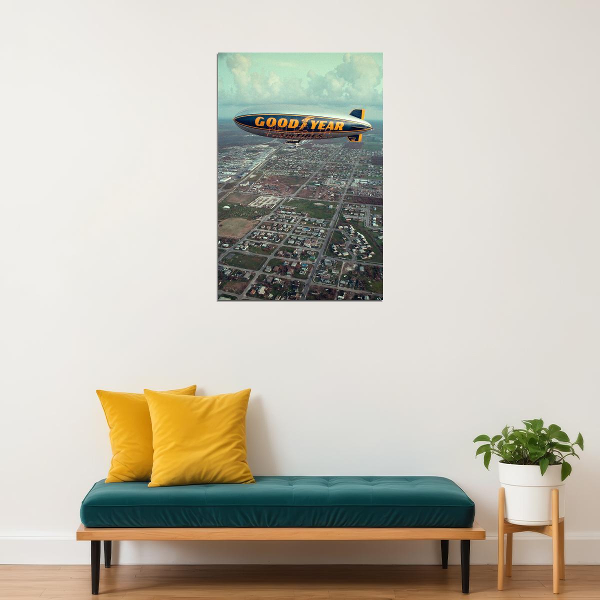 Goodyear Blimp Advertising Aircraft Poster Wall Art Print Home Wall Decor - xonomax
