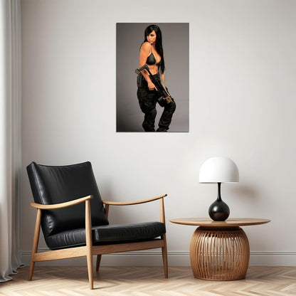 Sexy Model Girl With Guns Picture Poster Wall Art Print Home Wall Decor - xonomax