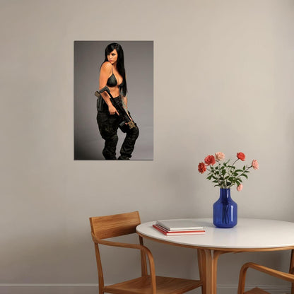 Sexy Model Girl With Guns Picture Poster Wall Art Print Home Wall Decor - xonomax