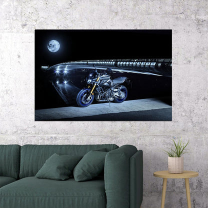 Yamaha Mt 10 Sports Model Motorcycle Night Speed Poster Wall Art Print Home Wall Decor