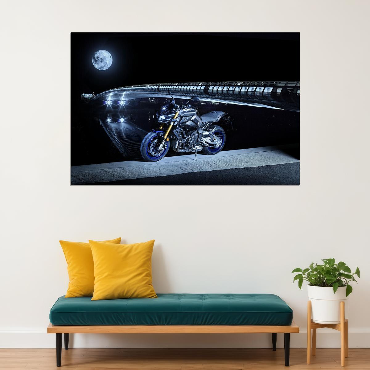 Yamaha Mt 10 Sports Model Motorcycle Night Speed Poster Wall Art Print Home Wall Decor