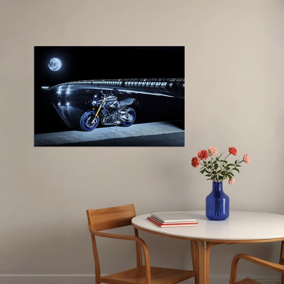 Yamaha Mt 10 Sports Model Motorcycle Night Speed Poster Wall Art Print Home Wall Decor