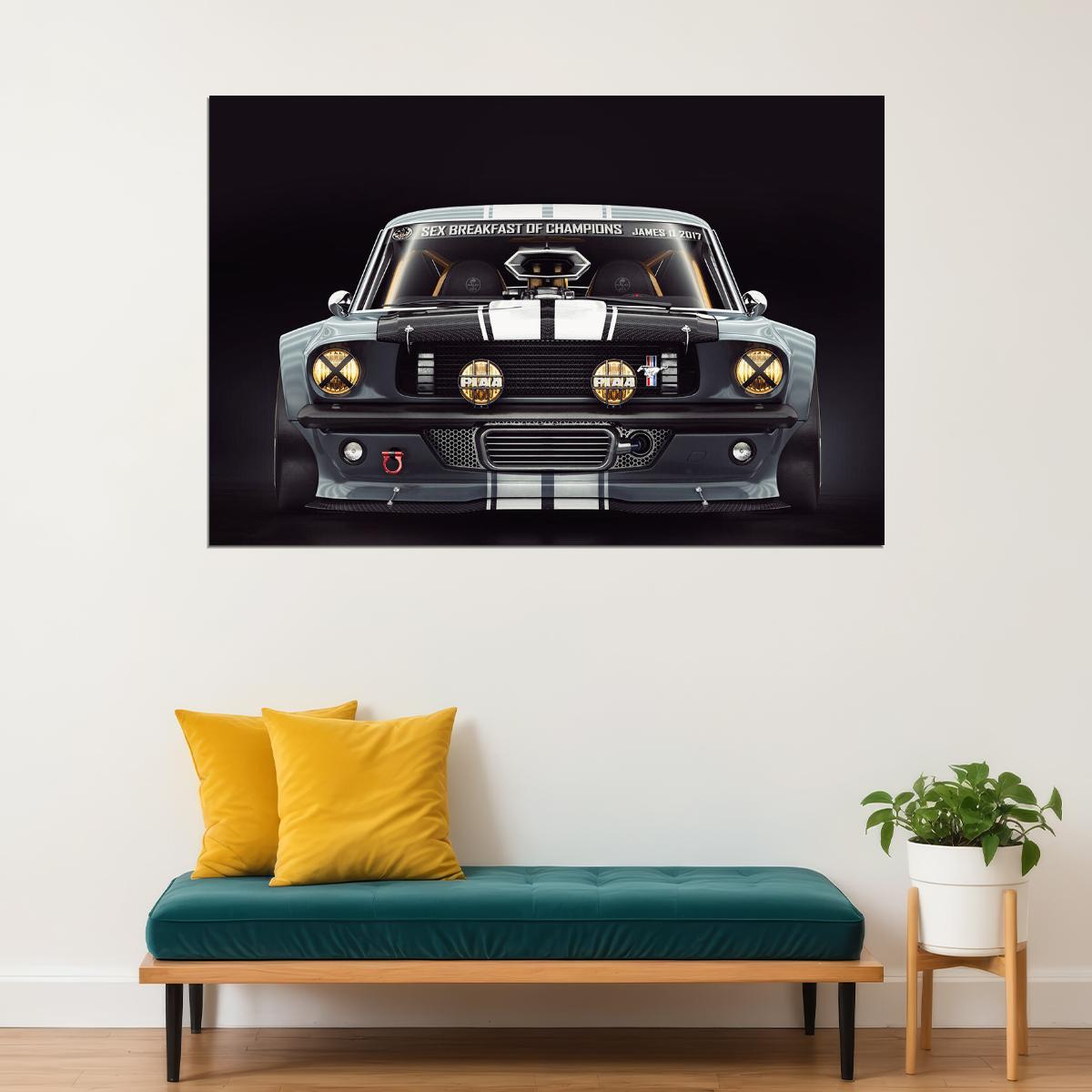 Ford Mustang 1965 Vintage Car Classic Car Poster Wall Art Print Home Wall Decor - xonomax