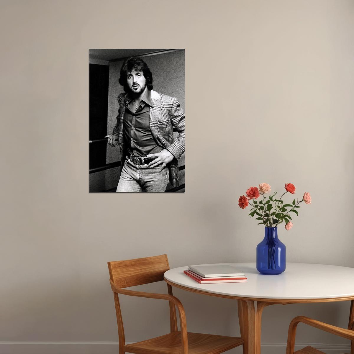 Sylvester Stallone Movie Actor Artist Black White Poster Wall Art Print Home Wall Decor - xonomax