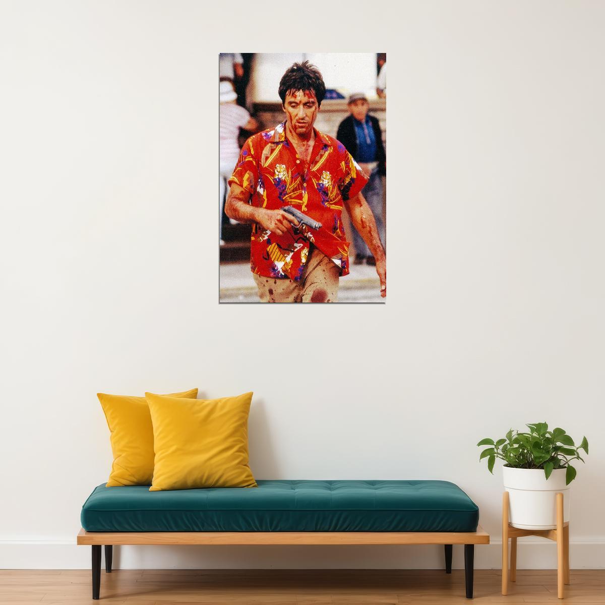 Scarface Movie Drama Crime Al Pacino Bloody Poster Wall Art Print Home Wall Decor