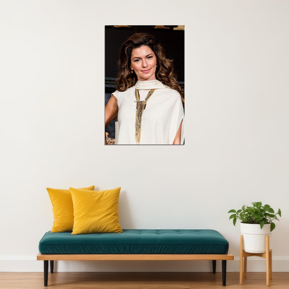 Shania Twain Artist Songwriter With White Dress Poster Wall Art Print Home Wall Decor - xonomax