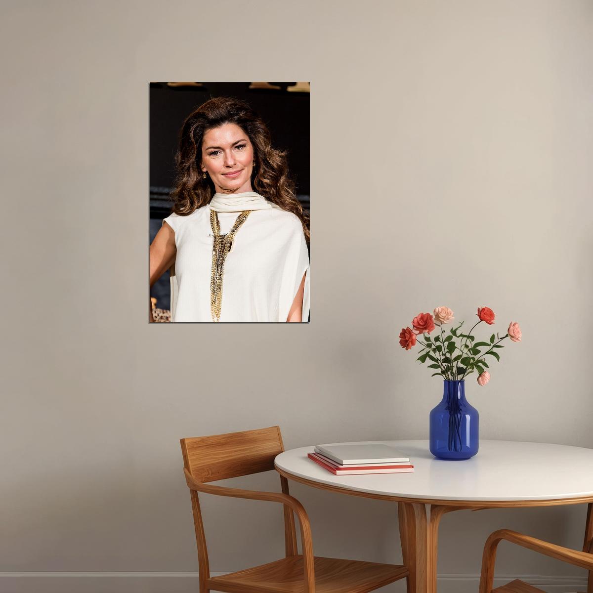 Shania Twain Artist Songwriter With White Dress Poster Wall Art Print Home Wall Decor - xonomax