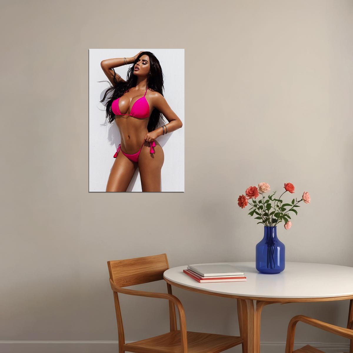 Think Big Sexy Female Model Pink Bikini Photo Poster Wall Art Print Home Wall Decor - xonomax
