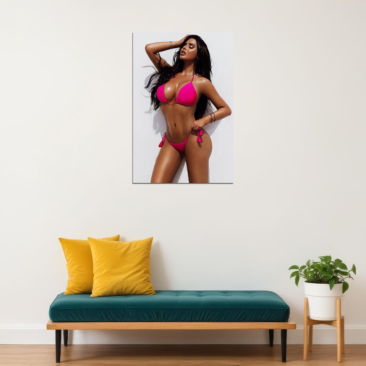 Think Big Sexy Female Model Pink Bikini Photo Poster Wall Art Print Home Wall Decor - xonomax