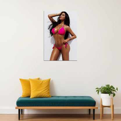 Think Big Sexy Female Model Pink Bikini Photo Poster Wall Art Print Home Wall Decor - xonomax