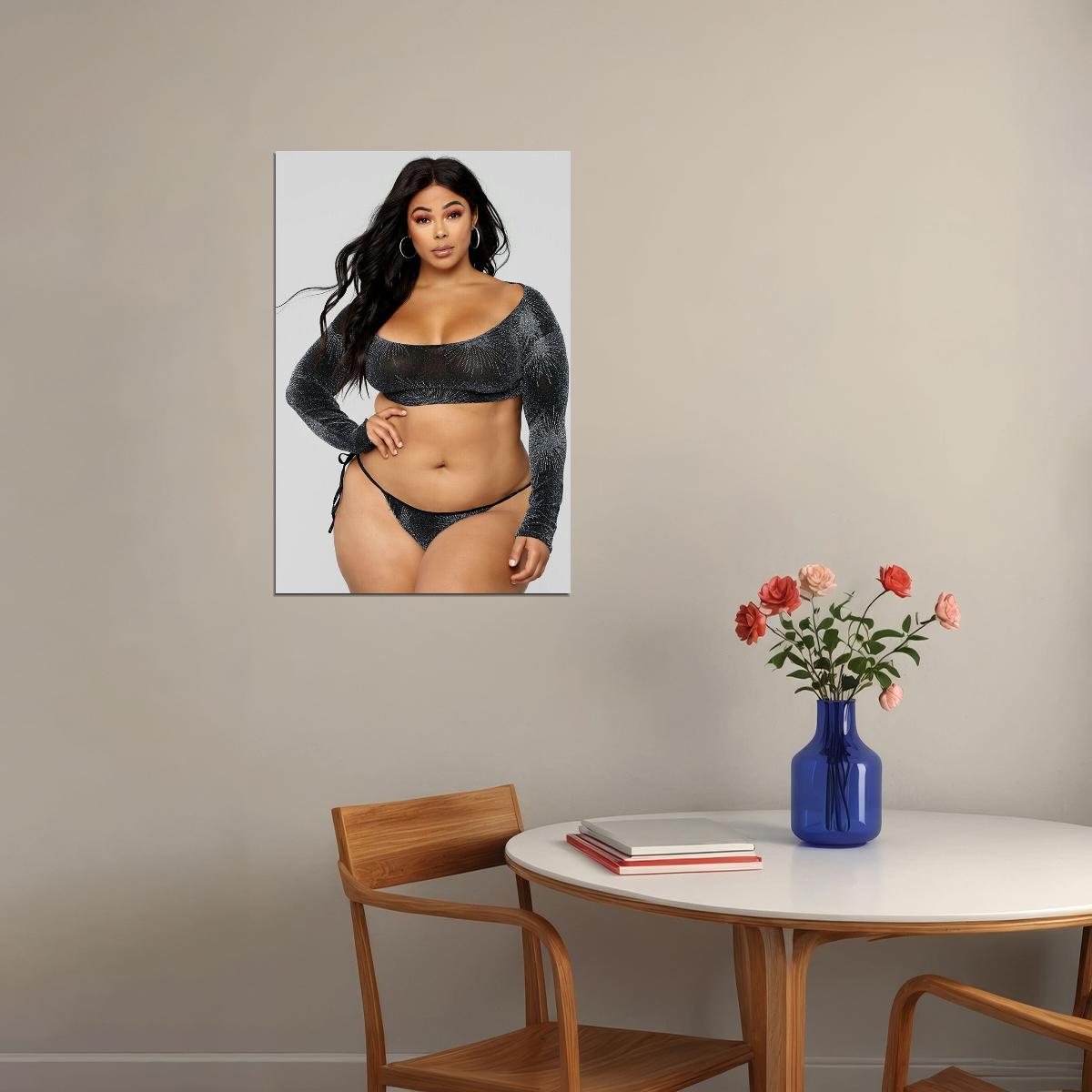 Think Big Sexy Female Model White Background Poster Wall Art Print Home Wall Decor - xonomax