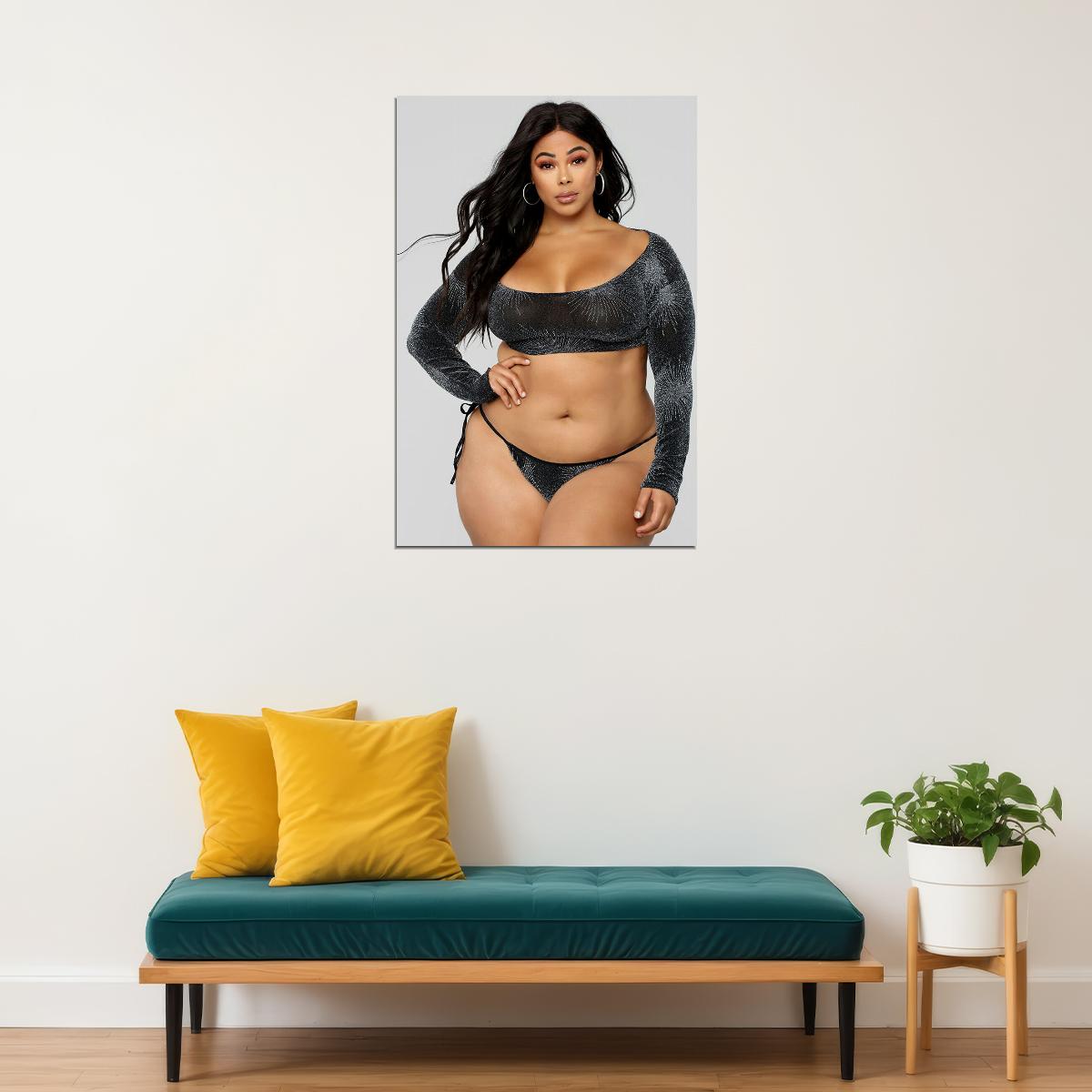 Think Big Sexy Female Model White Background Poster Wall Art Print Home Wall Decor - xonomax