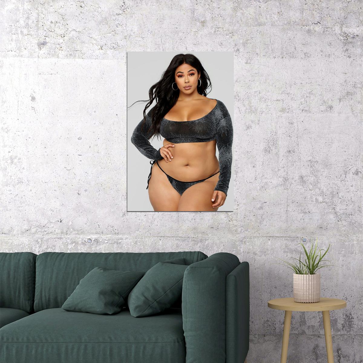 Think Big Sexy Female Model White Background Poster Wall Art Print Home Wall Decor - xonomax