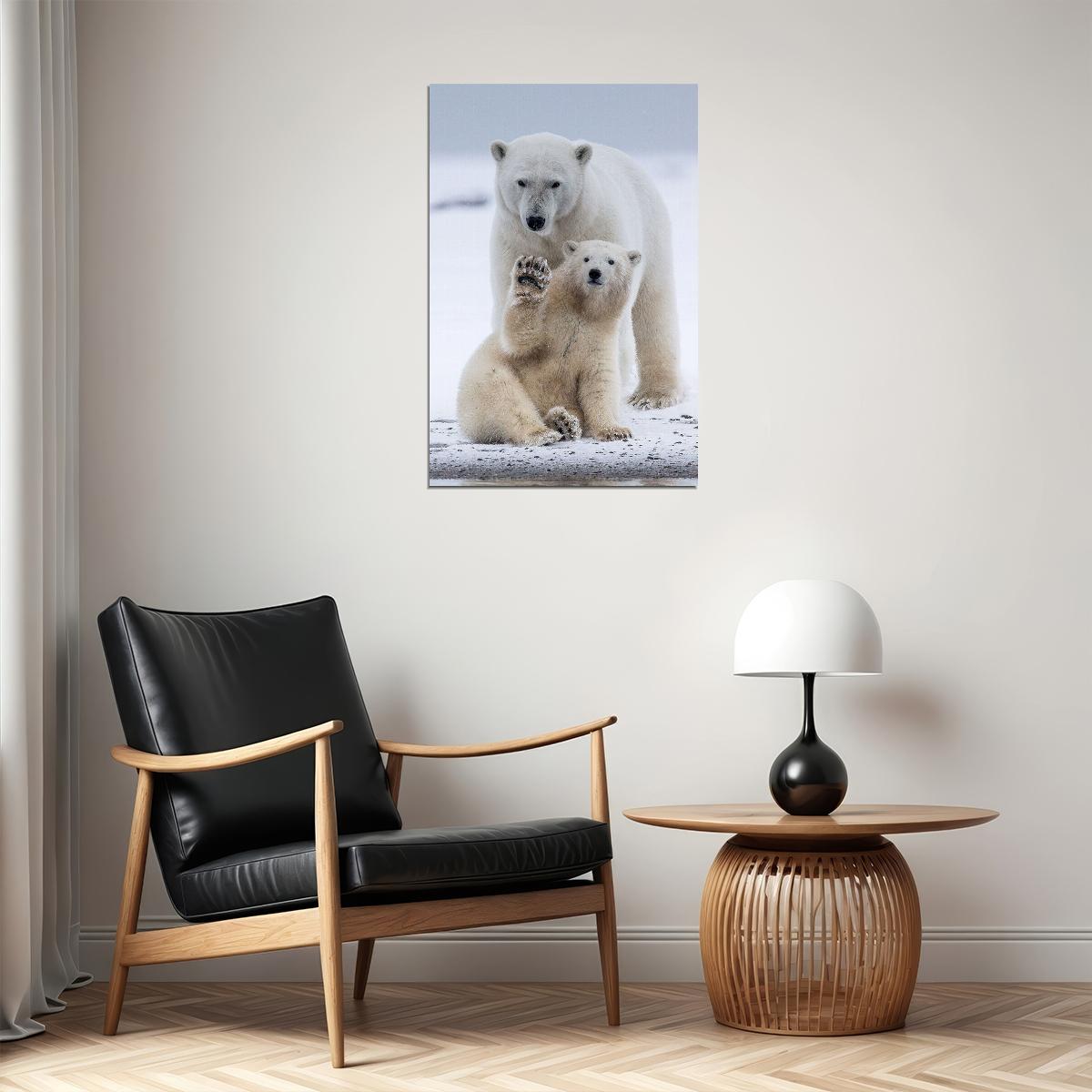 Polar Bears Animals Polar Love Mother Cub Poster Wall Art Print Home Wall Decor - xonomax