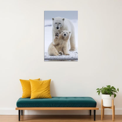 Polar Bears Animals Polar Love Mother Cub Poster Wall Art Print Home Wall Decor - xonomax