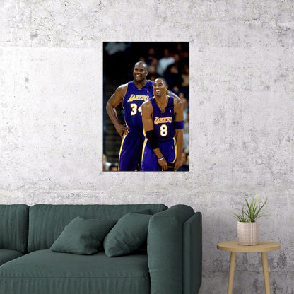 Kobe Bryant And Shaquille Basketball Players Poster Wall Art Print Home Wall Decor - xonomax