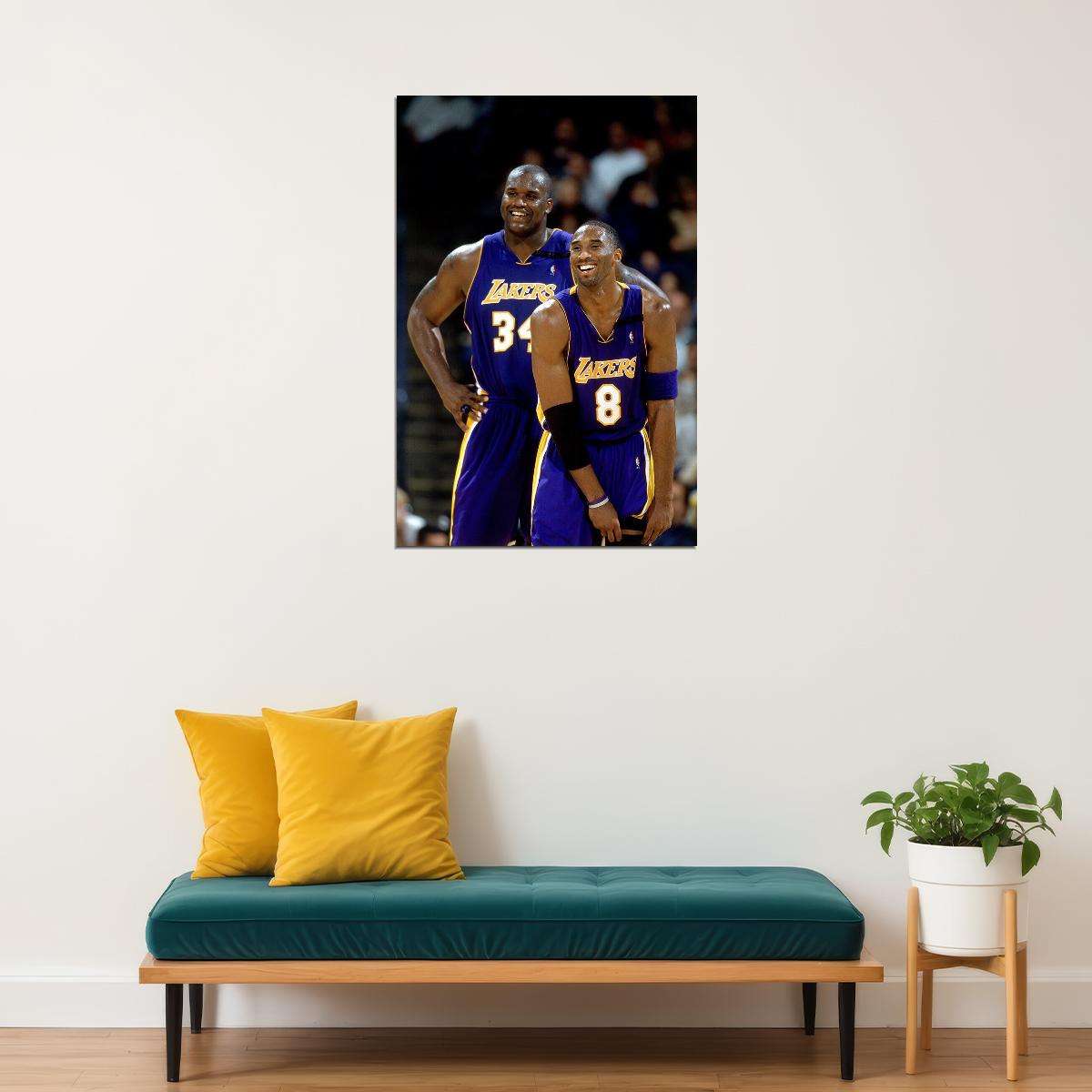 Kobe Bryant And Shaquille Basketball Players Poster Wall Art Print Home Wall Decor - xonomax