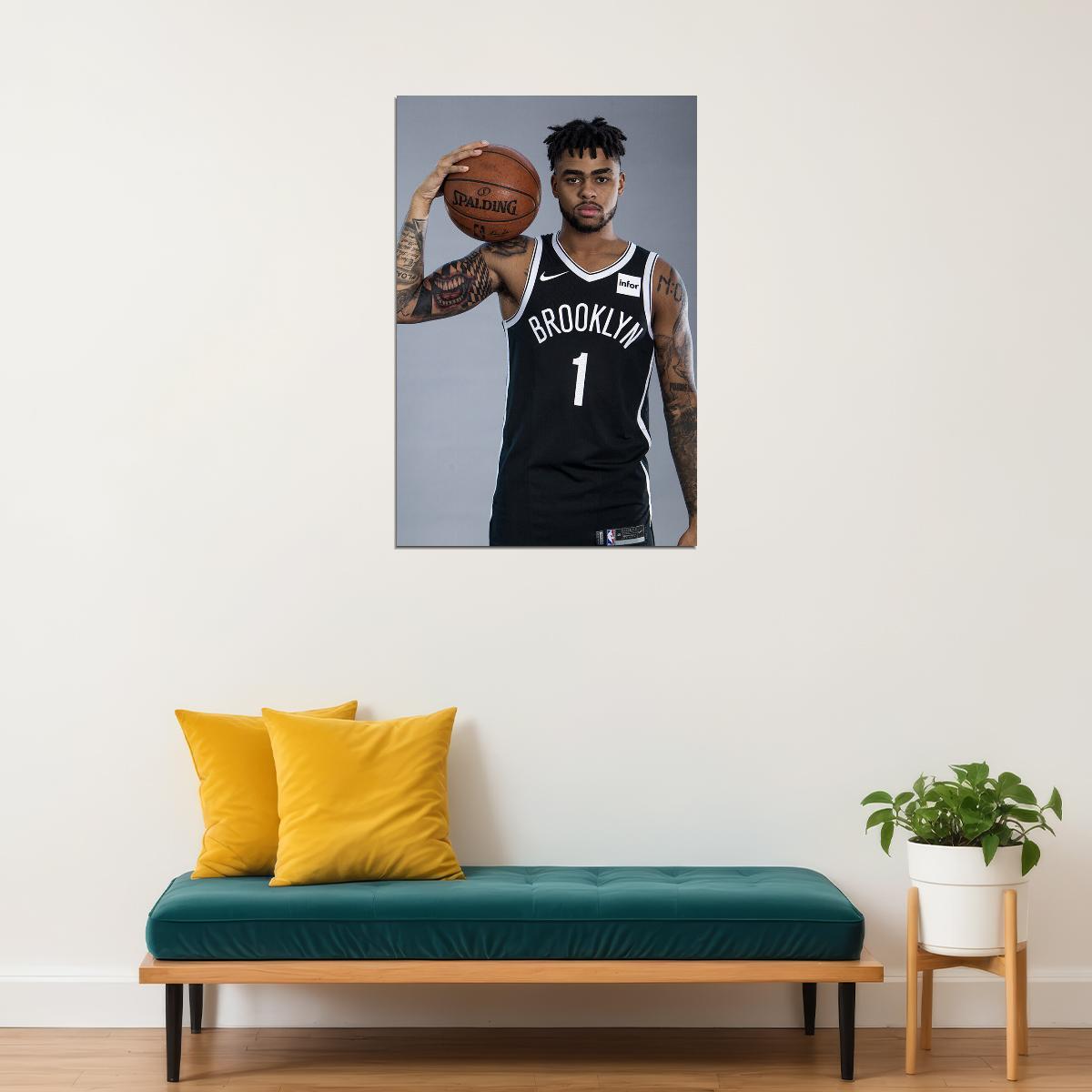 Dunk Block Star Dangelo Russell Basketball Poster Wall Art Print Home Wall Decor - xonomax