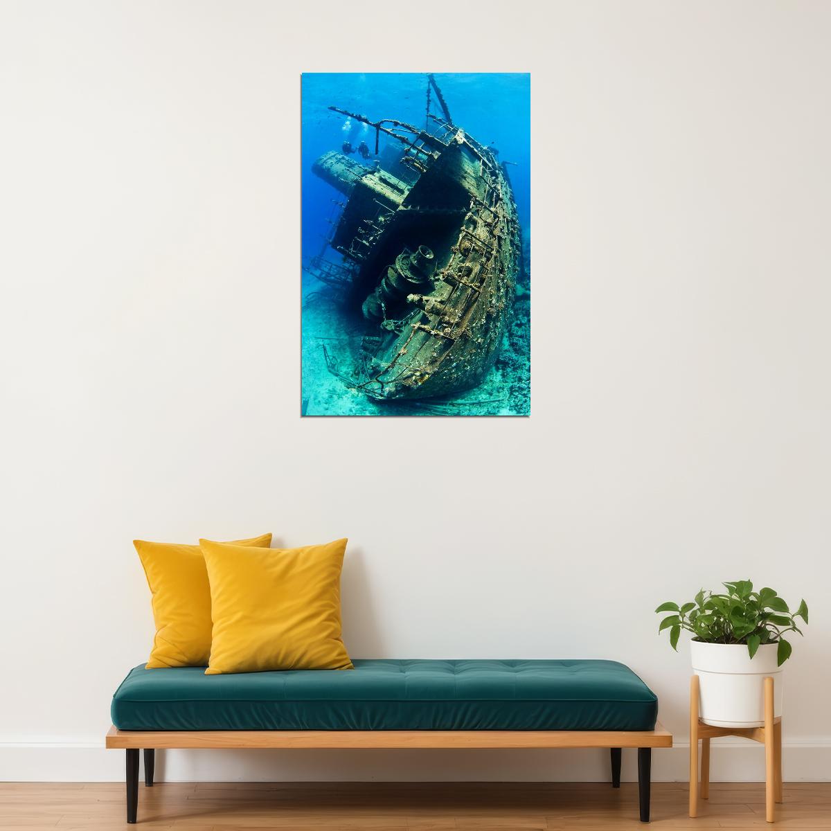Sunken Ship Near St. Croix Watercraft Sea Poster Wall Art Print Home Wall Decor - xonomax