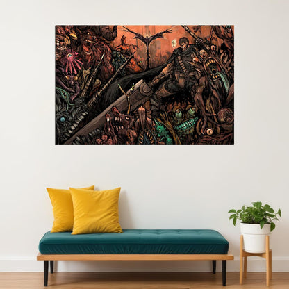 Berserk Gatzu Blood Fight Sword Japan Anime Poster Wall Art Print Home Wall Decor - xonomax