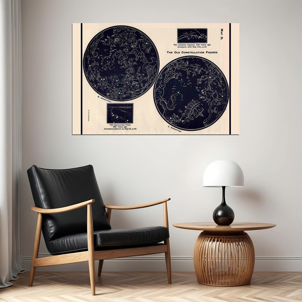 Star Map Constellation Diagram Science Astronomy Poster Wall Art Print Home Wall Decor